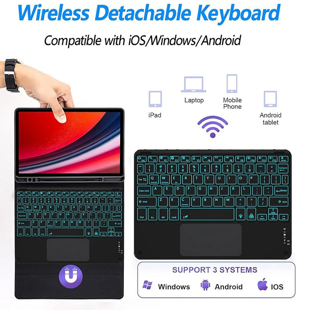 Funda para Lenovo Xiaoxin Pad 11 pulgadas 2025, funda para teclado Bluetooth inalámbrico para Xiaoxin Pad 11 pulgadas TB335FC, funda con soporte inteligente - imagen 5