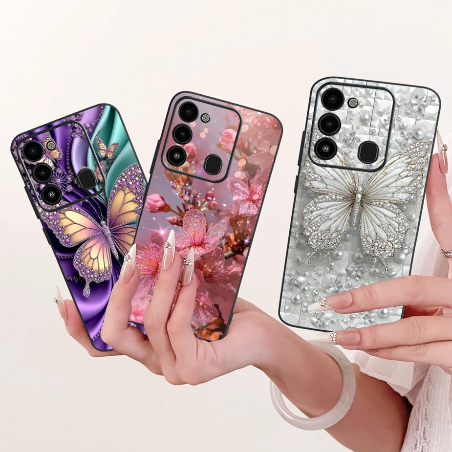 Para Tecno Spark 8C funda KG5k KG5j KG5n funda pintada de mariposa de lujo funda de teléfono suave de TPU para Tecno Spark GO 2022 Spark8C Fundas - imagen 3