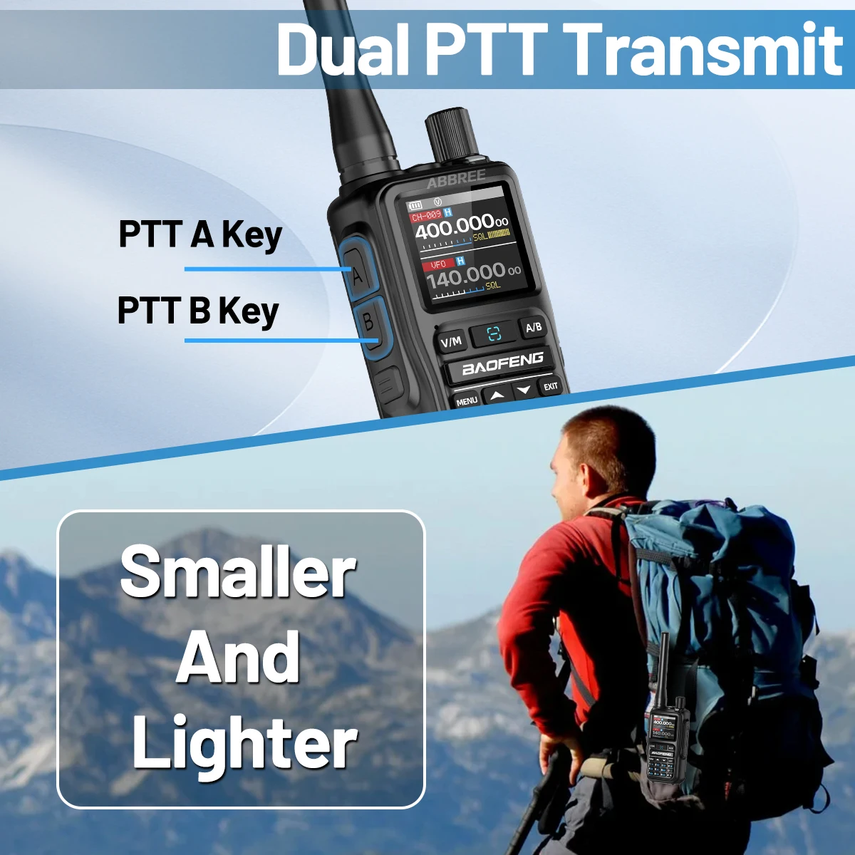 Baofeng 5R MINI Walkie Talkie APP programación multibanda inalámbrica una frecuencia de copia de una tecla para senderismo al aire libre Radioaficionado tipo C - imagen 5