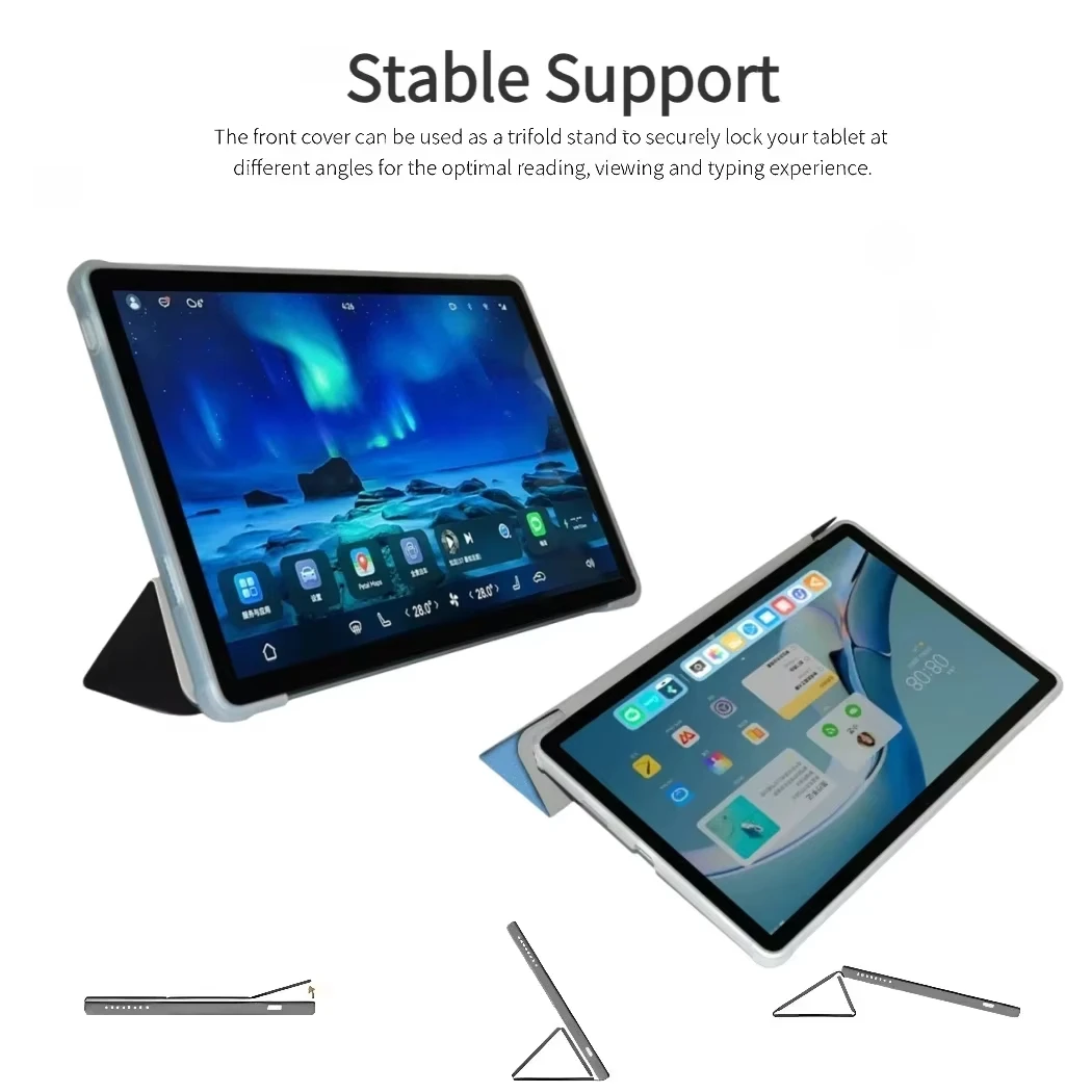 Funda delgada para tableta TECLAST T60Ai, soporte plegable triple de cuero PU con encendido/apagado automático para Teclast T60Ai 12 "2025 - imagen 4