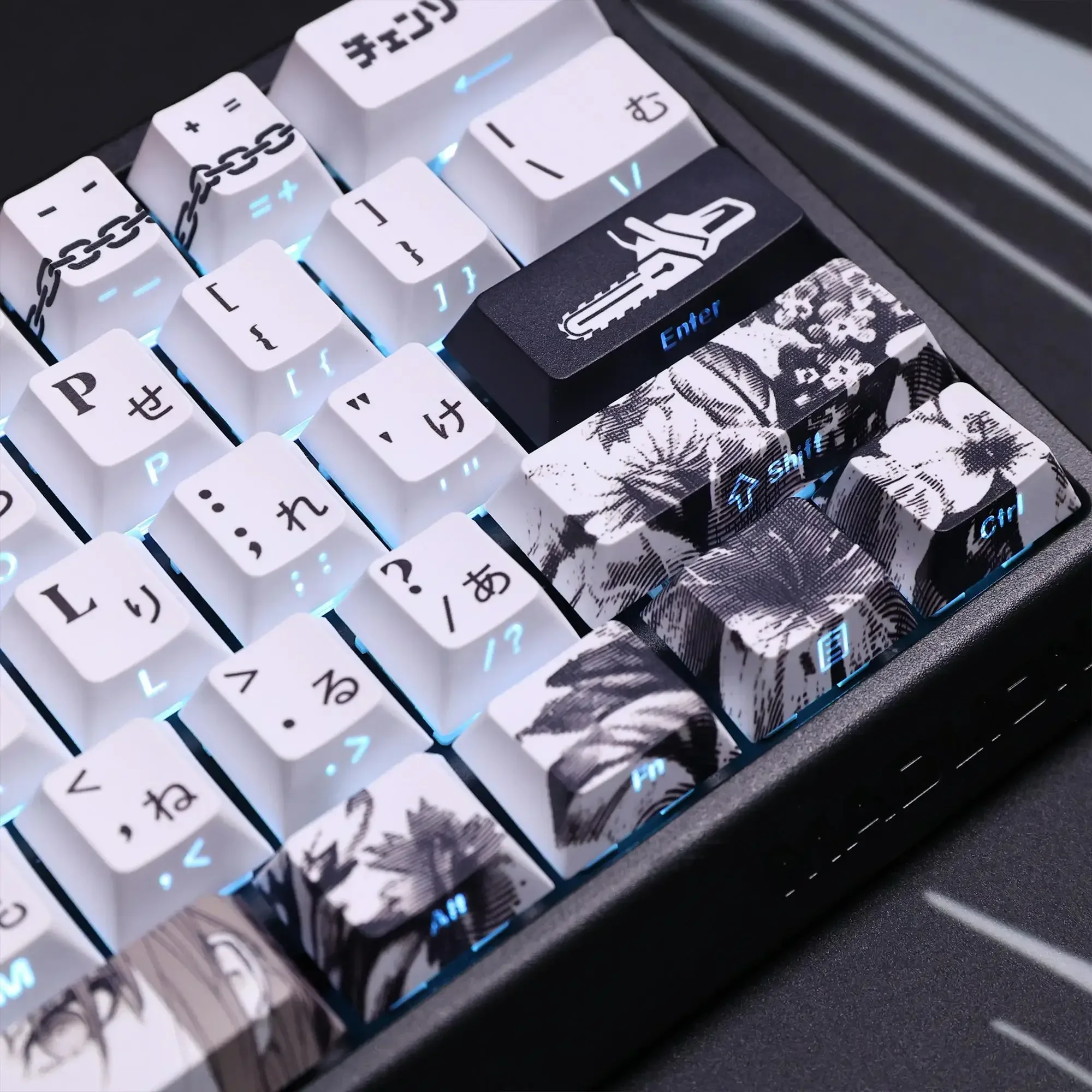 Juego de teclas con tema de Anime Makima, tapas de teclado PBT, teclas personalizadas con perfil de cereza para accesorios de teclado mecánico, 124 teclas - imagen 5