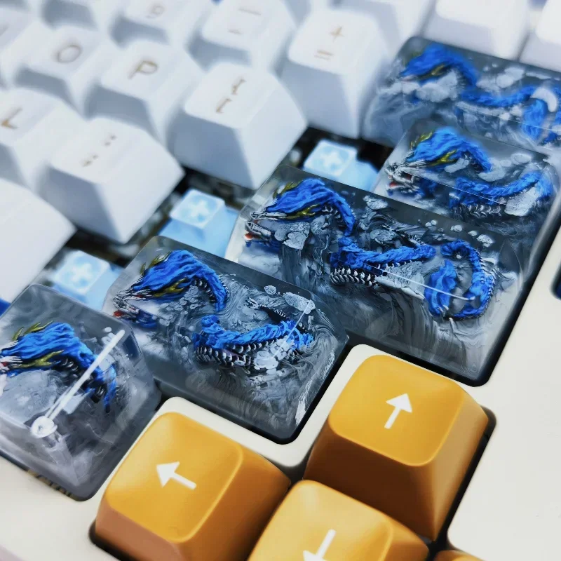 SA Golden Dragon Keycap Artisan resina teclas mecánicas ESC 1/1,25/1,5/1,75/2,25/2,75u/6,25USpacebar posición clave regalo personalizado