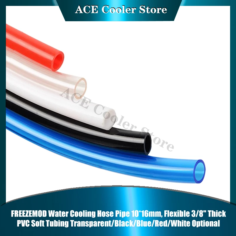 FREEZEMOD Tubo de manguera de refrigeración por agua 10*16mm, tubo flexible de PVC de 3/8 ''de espesor azul/rojo/transparente/negro/blanco opcional B-WP16 - imagen 3