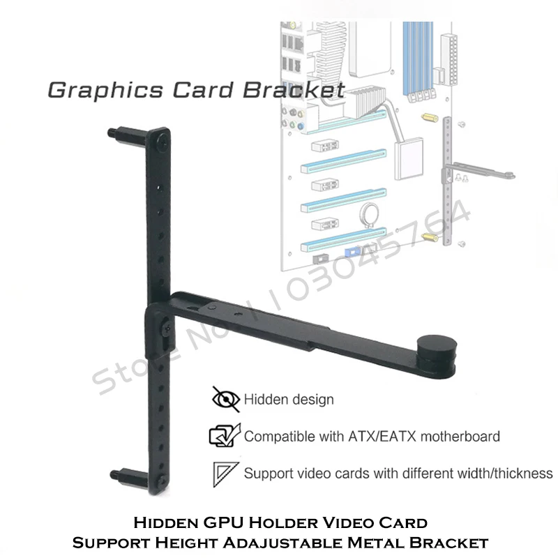 Soporte oculto para tarjeta gráfica, soporte montado en metal, placa base ATX/EATX, soporte para GPU, ajustable - imagen 3