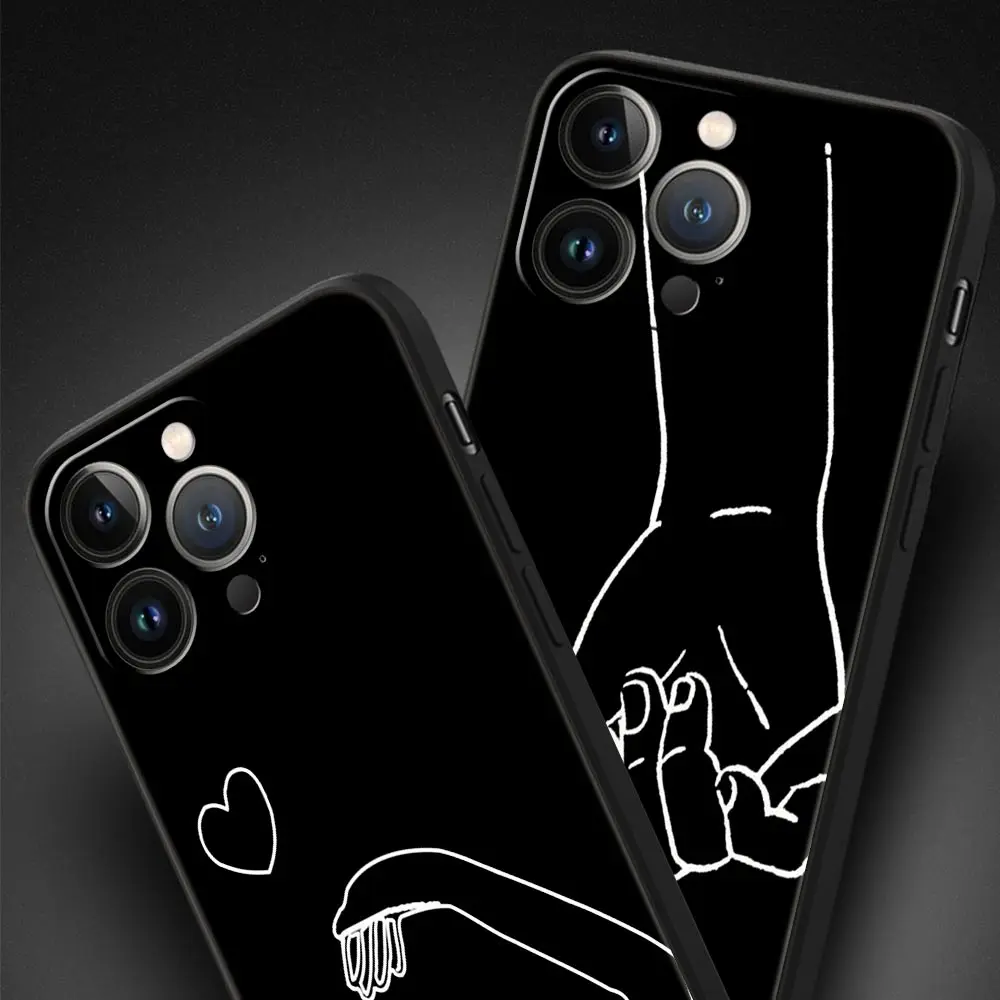 Pareja de dibujos animados Aesth sun moon funda de teléfono de lujo para Apple iPhone 16 11 15 14 Pro MAX 12 13 7 8 Plus X XR XS SE funda de silicona - imagen 3