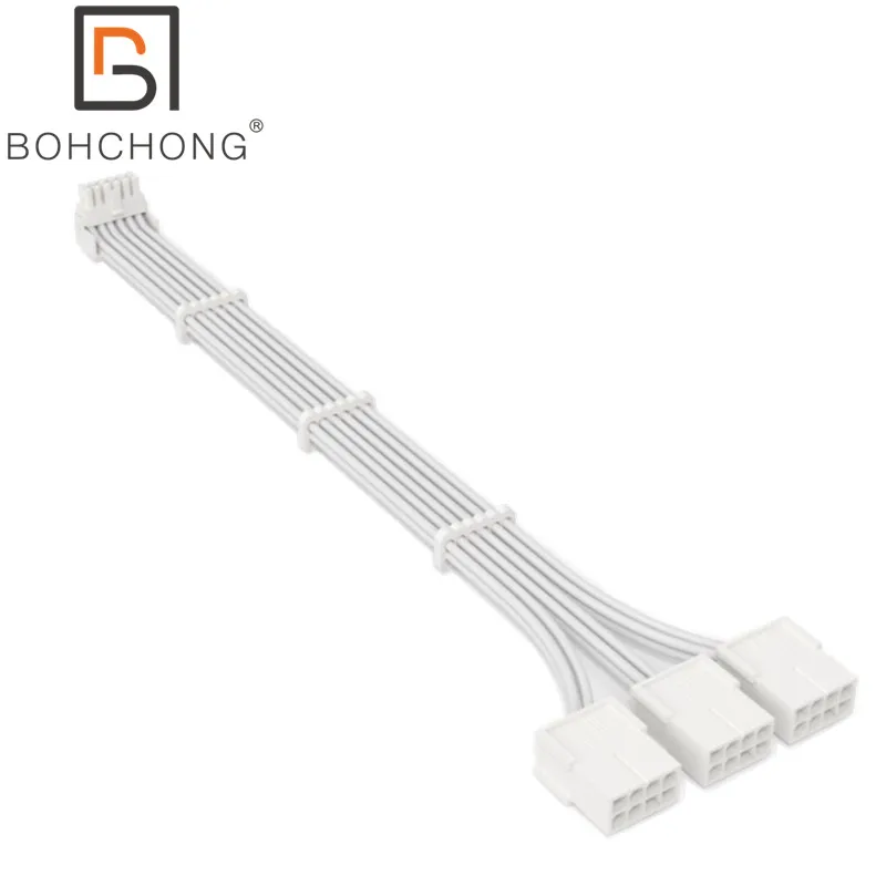 Blanco 90 grados 12 + 4 pines 12VHPWR a 3 uds PCi-E GPU 8 pines tarjeta de vídeo gráfica PCIE 5,0 3090Ti 4090 4080 PSU Cable de extensión adaptador