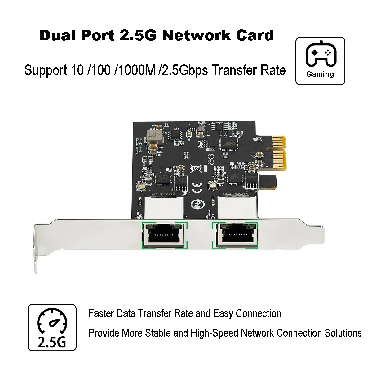 Adaptador de red Gigabit IOCREST 2.5GBase-T con 2 puertos 2500Mbps PCIe 2,5gb tarjeta Ethernet tarjeta controladora LAN RJ45 - imagen 3