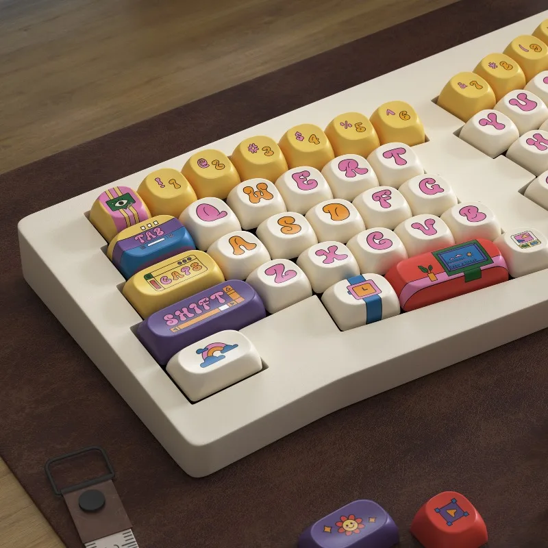 Juego de teclas con tema Retro americano, teclas PBT SOA Cherry Profile personalizadas originales hechas a mano para accesorios de teclado mecánico DIY