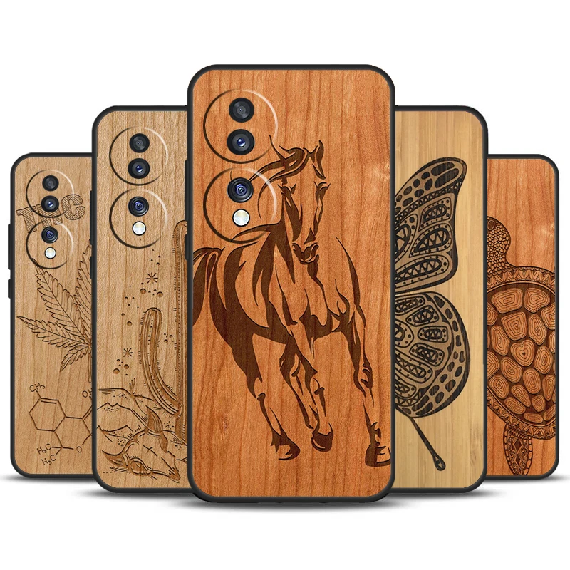 Funda de madera para Honor Magic 6, 5 Pro Lite, 50, 70, 90, X9b, X8b, X7, X8, X9, X6a, X7a, X8a, X9a