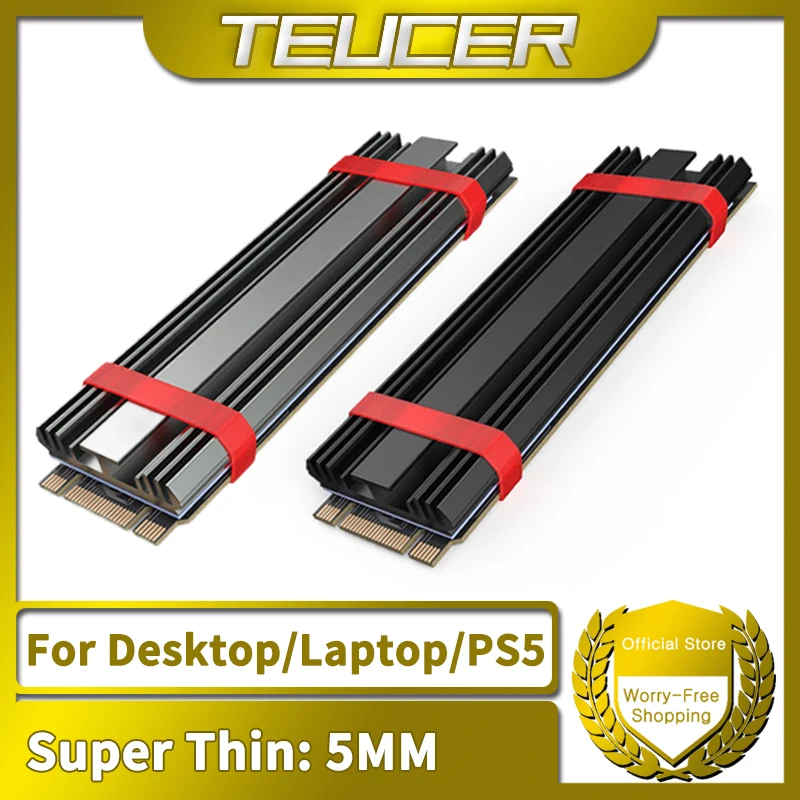 TEUCER M2-4 SSD disipador de calor NVME 2280 unidad de disco de estado sólido radiador enfriador almohadilla de refrigeración para PC de escritorio M.2 NVME PS5 disipador de calor