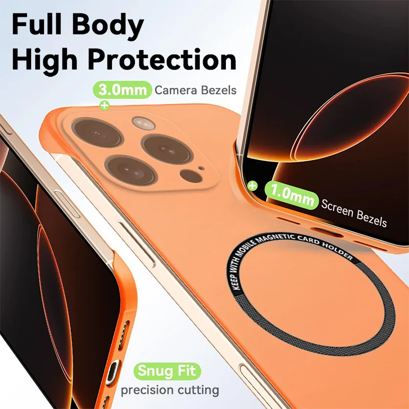 Funda magnética delgada para iPhone 15 Plus Pro Max, funda de teléfono sin marco, cubierta dura mate antiarañazos, armadura a prueba de golpes sin bordes para iPhone15 - imagen 3