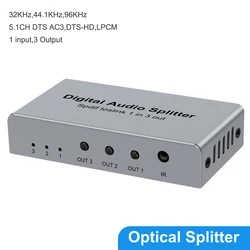 Divisor óptico TOSLINK 1x3 con DTS y AC3