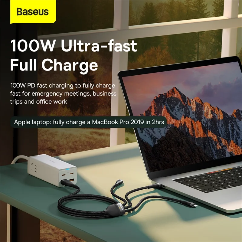 Baseus-Cable Micro USB tipo C 3 en 1 para móvil, Cable de carga rápida de 100W, compatible con Xiaomi Poco X3, Redmi, Huawei PD, iPhone 12, 11 Pro Max - imagen 3