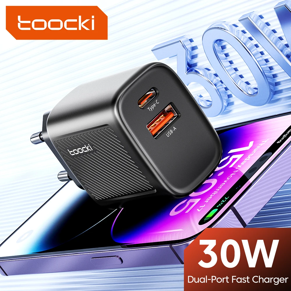 Toocki 30W GaN cargador tipo C PD cargador de carga rápida para iPhone 16 15 Xiaomi 12 13 Samsung S23 S24 cargador de teléfono USB portátil