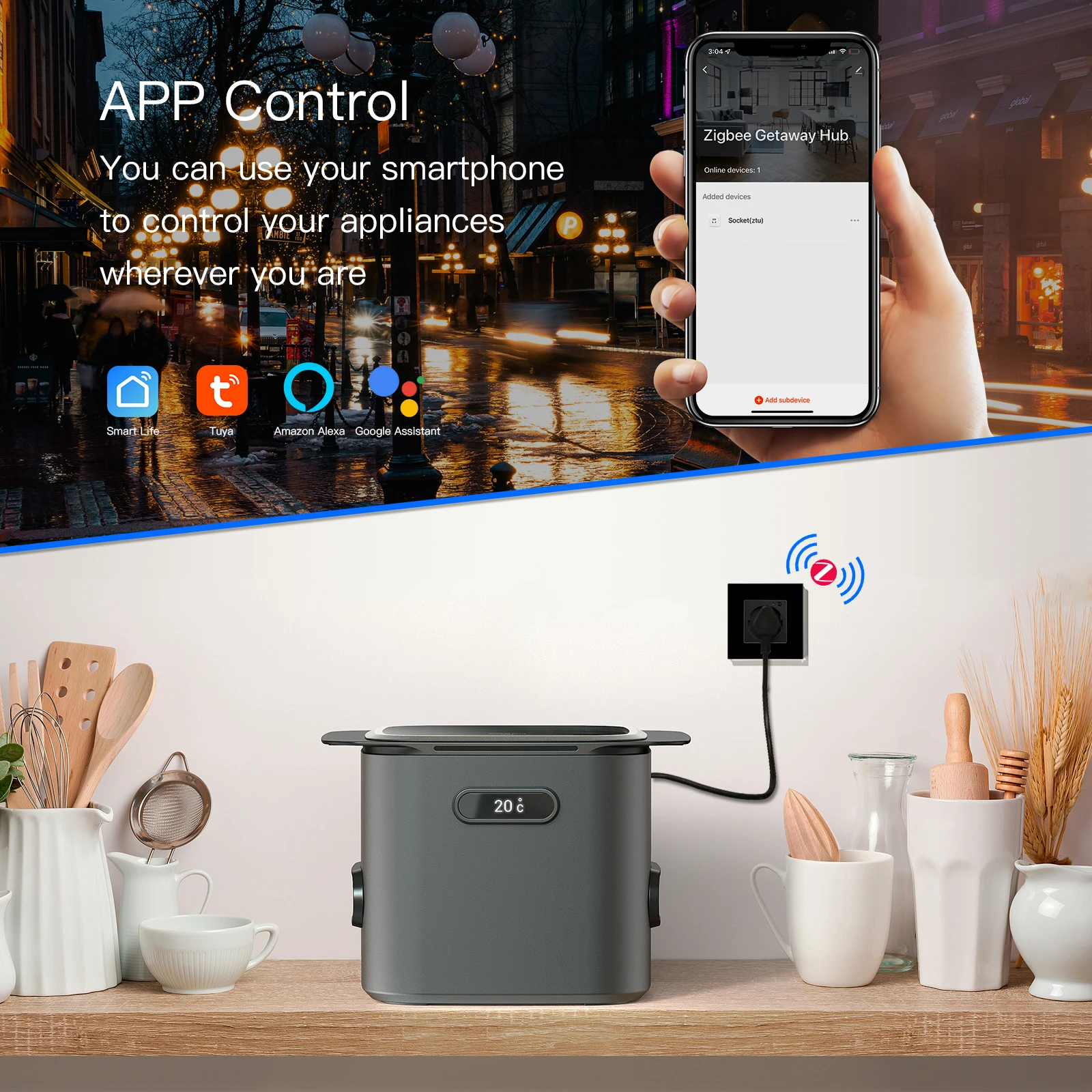 BSEED-enchufe de pared Zigbee estándar de la UE, Monitor de potencia inteligente, Panel de plástico de 220V, 16A, Tuya, Alexa, Google, Control de vida inteligente - imagen 5