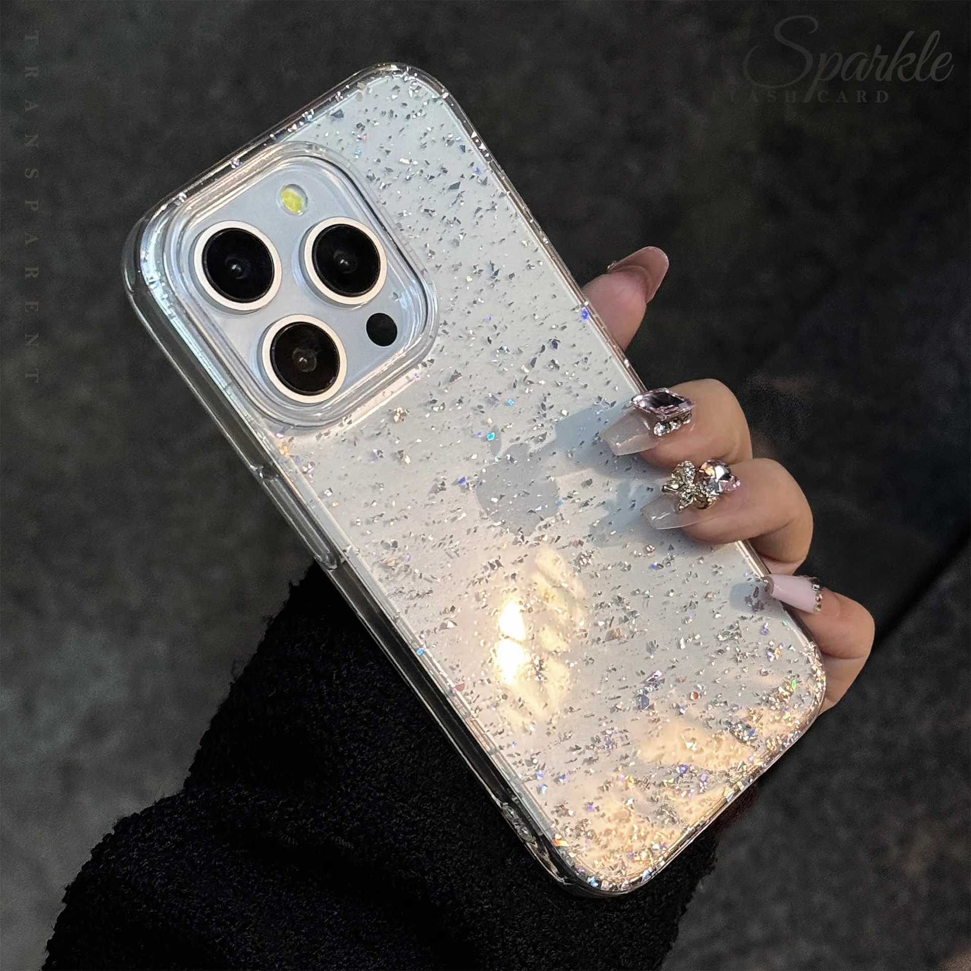 Funda de teléfono con purpurina transparente para iPhone 16 Pro Max 15 14 13 12 11 X Xs XR, funda transparente brillante bonita - imagen 5