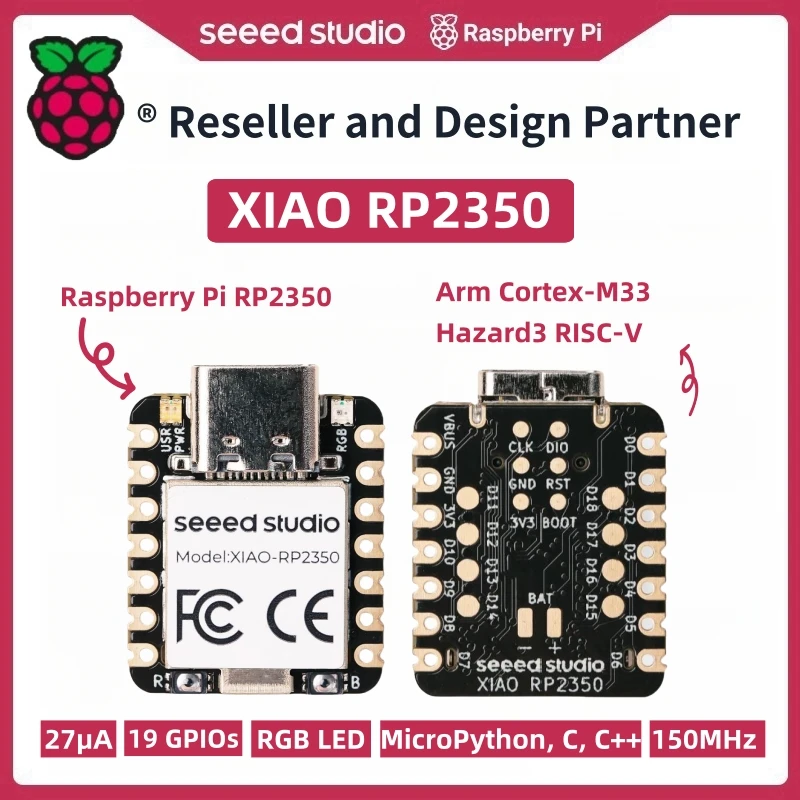 Raspberry pi pico 2 - Seeed XIAO RP2040, XIAO RP2350 MicroPython-Ready, 520kB SRAM, 19 GPIO, 27μA, LED RGB integrado - imagen 2