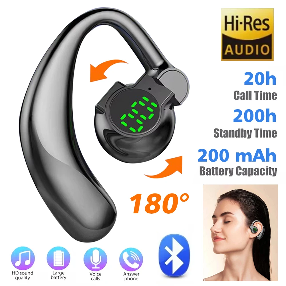 Nuevos auriculares portátiles de conducción de aire con gancho para la oreja, inalámbricos, compatibles con Bluetooth, deportivos, resistentes al agua, manos libres, con micrófono - imagen 2