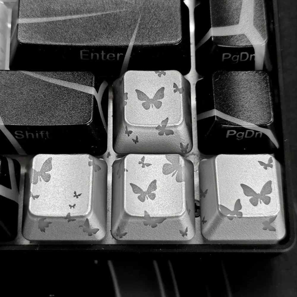 Teclas con estampado de mariposas, patrones personalizados, eje magnético transparente, teclas mecánicas resistentes a mariposas, altura OEM - imagen 3
