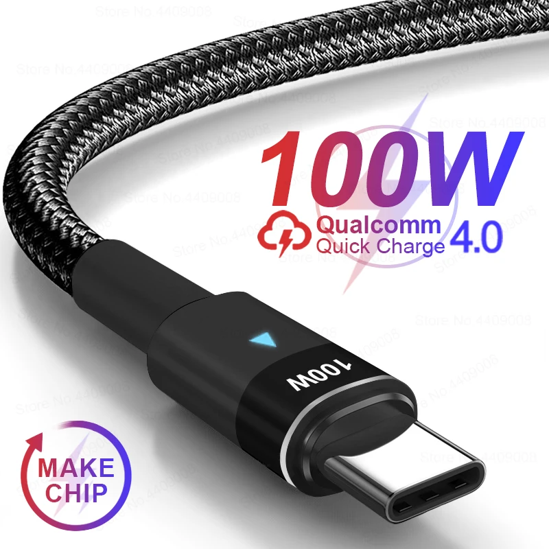 Keai PD 100W USB C a tipo C Cable trenzado para Samsung S23 Ultra Xiaomi Mi 13 Redmi Note 12 Pro Cable de datos de carga rápida