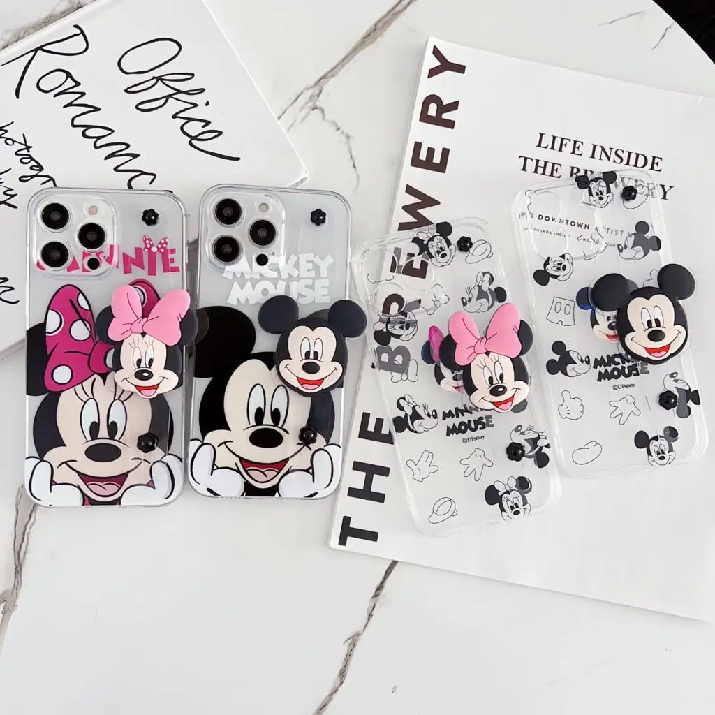 Para Motorola Moto E13 E22 E40 20 30 E7Power Edge 30 X30 20 S 40 Pro lite One Vision Minnie Mickey funda soporte para correa de muñeca - imagen 2