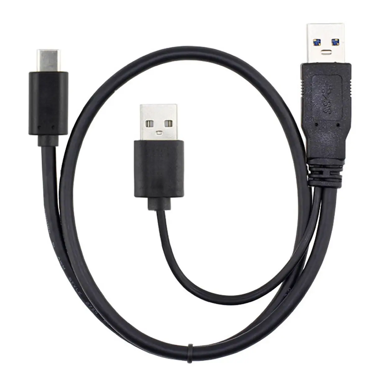 Cable de datos 2 en 1 USB 3,0 tipo A macho A USB tipo C 3,1 macho + Cable de alimentación USB 2,0 Y divisor de 60CM para HDD, portátil Y disco duro - imagen 4