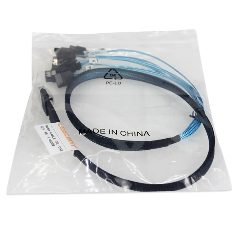 SlimSAS-Cable NVMe SFF8654 8i a 8 * SATA 12G/PCIe4.0, 80CM de longitud, 32AWG, Compatible con tarjeta Broadcom RAID o HBA - imagen 5