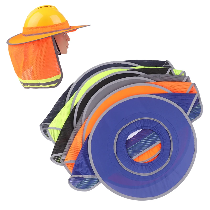 Casco de seguridad a rayas reflectantes para trabajadores de la construcción, sombrilla de verano, protección para el cuello, gorra de seguridad, suministro de trabajo al aire libre