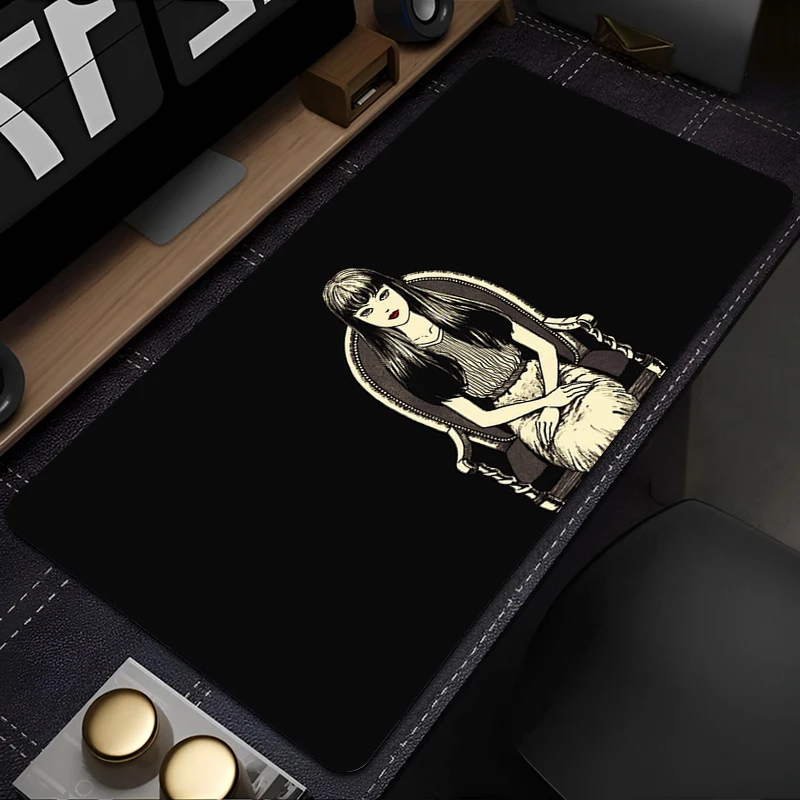 Accesorios para juegos, alfombrilla de ratón Junji Ito Tees, alfombrilla de ratón de Anime con estampado HD de terror, alfombrilla de escritorio para gabinete de Pc de oficina, alfombra para teclado extendido - imagen 3