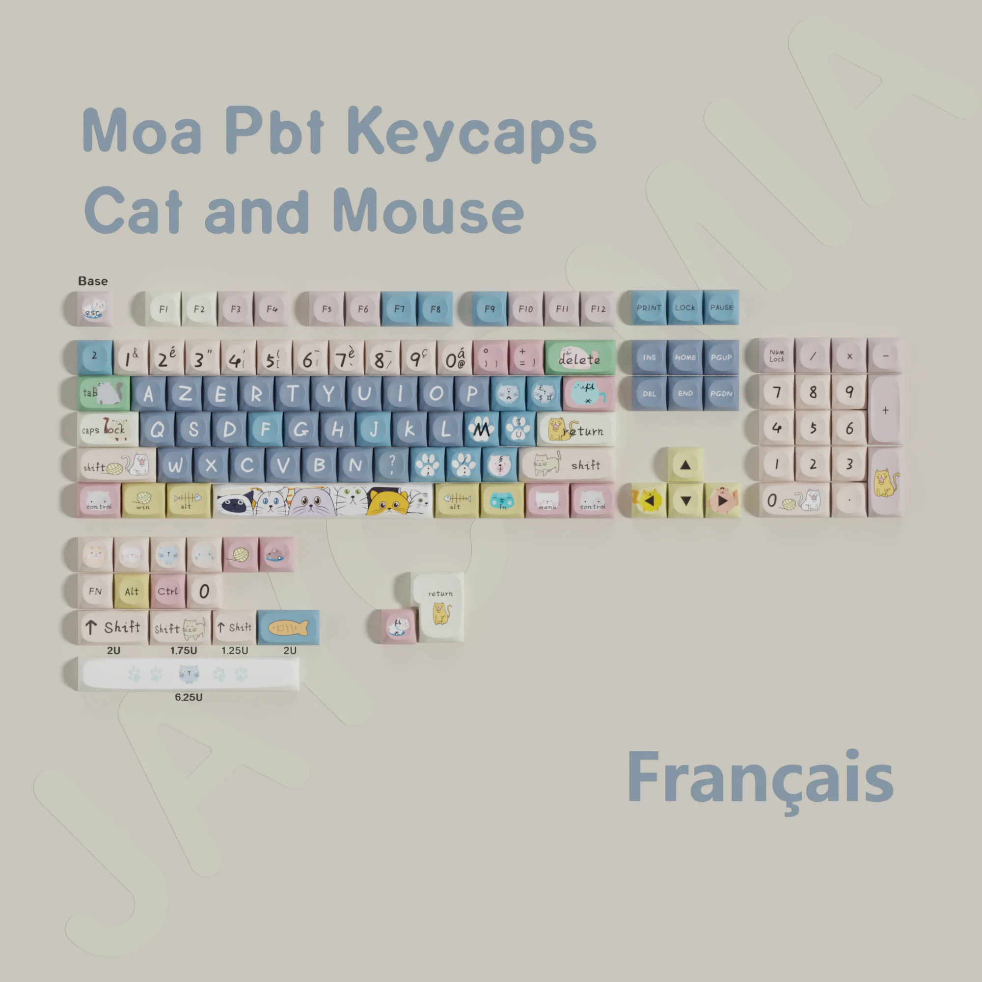 MOA PBT Keycaps francés alemán español Abnt2 coreano inglés Keycap Dye Sub dibujos animados para teclado mecánico con diseño ISO FR ES DE KR - imagen 3