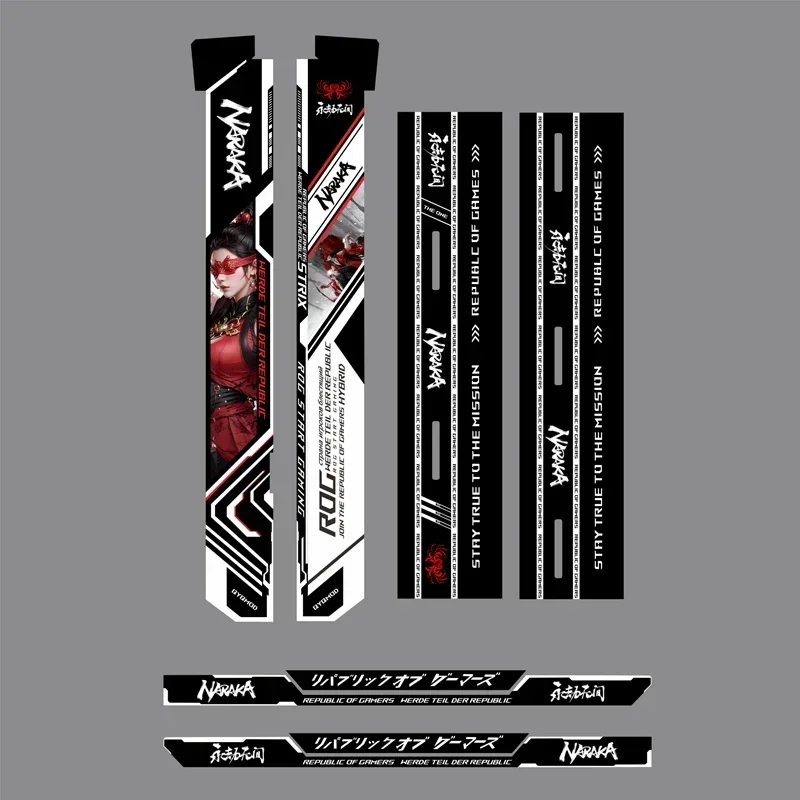 Pegatinas MOD Anime para funda de jugadores ROG Strix Helios, DIY GX601 gabinete de juegos cubierta de pegatina de gamuza decorativa Kit de 8 Uds - imagen 3