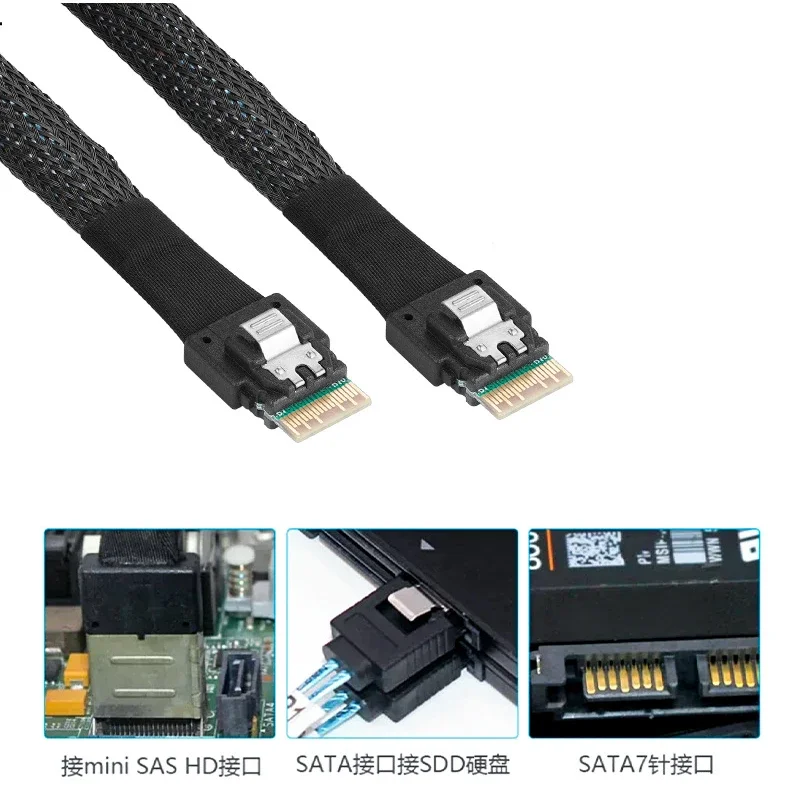 SFF-8654 Slim SAS Target a PCI-E Slimline SAS 4,0, SFF-8654, 4i, 38 Pines, Mini Cable SAS - imagen 4