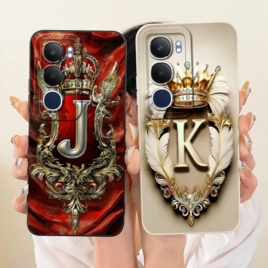 Para Vivo Y19s funda V2419 nueva corona letras cubierta a prueba de golpes suave TPU funda de teléfono para Vivo Y19 5G V2432 Y 19 VivoY19 VivoY19S bolsas