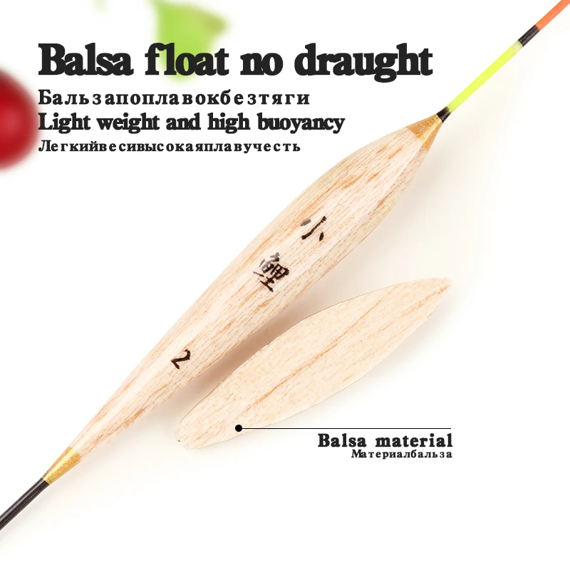 3 uds flotadores de Balsa + 3 tubos flotantes + 1 bolsa de anzuelos de pesca boya de río y lago pesca Vertical boya ligera accesorios de herramientas de pesca - imagen 2