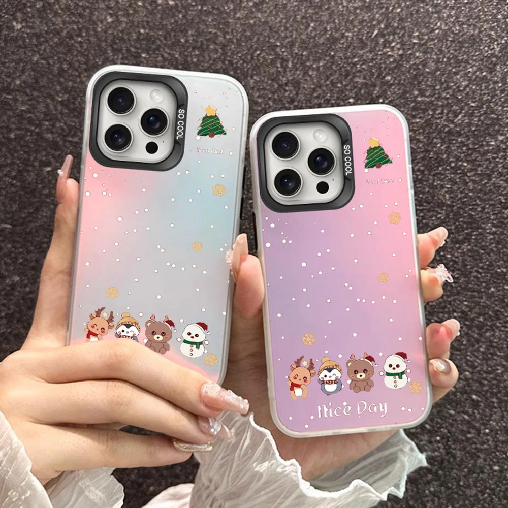 Funda de teléfono de regalo de copo de nieve Simple Rudolph de ciervo de Navidad para iPhone 16 15 14 13 12 11 Pro Max Plus 7 X XR cubierta mate a prueba de golpes - imagen 4
