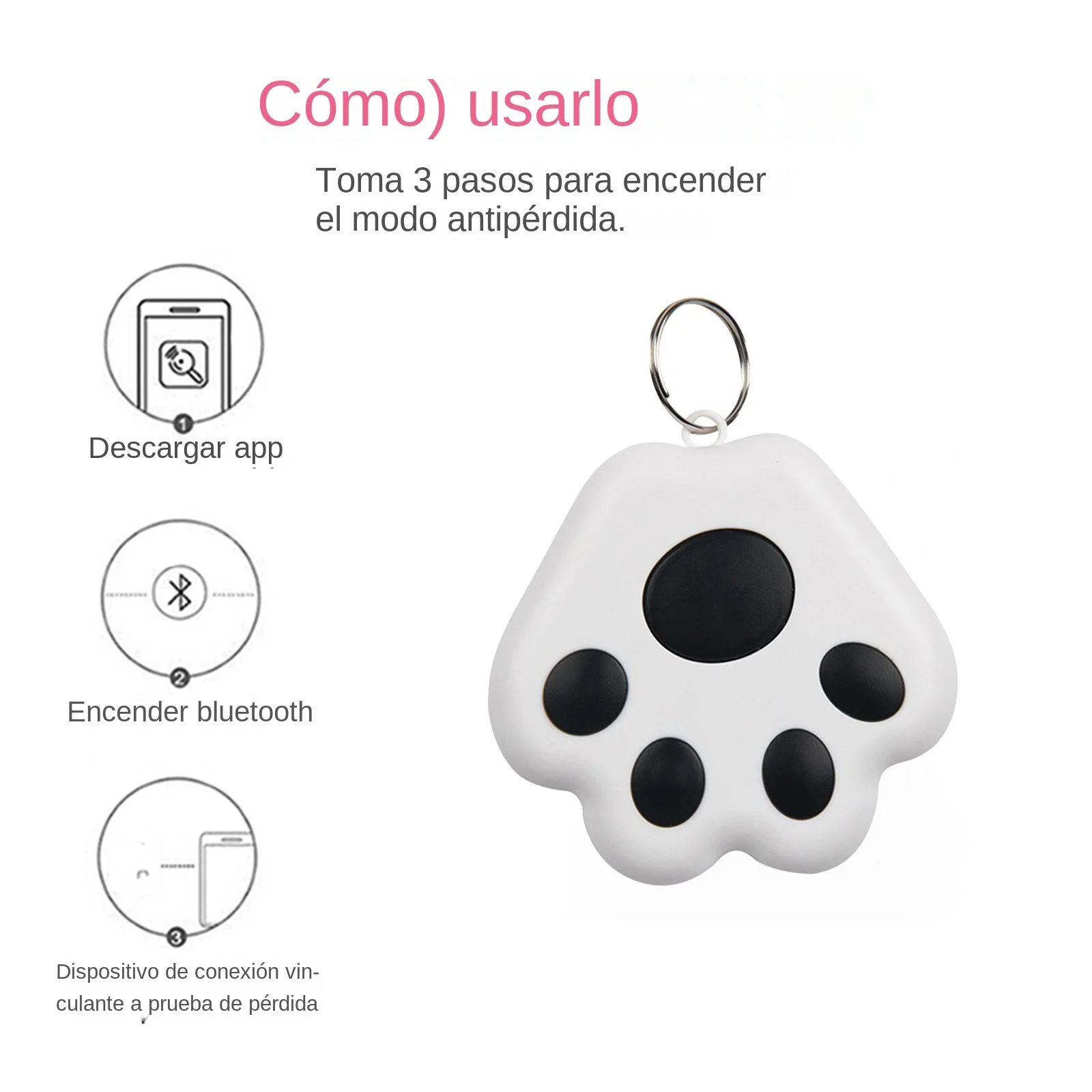 Rastreador GPS con etiqueta inteligente, Mini localizador Bluetooth resistente al agua antipérdida para mascotas, perros, gatos, niños, billetera de coche, accesorios para Collar de llaves - imagen 3