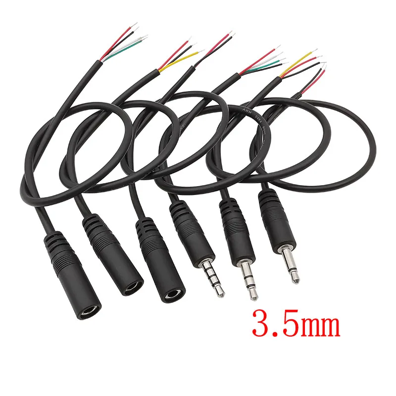 Cable de extensión para reparación de auriculares, conector macho/conector hembra/Mono/estéreo AUX 2/3/4 polos a Cable desnudo, 1 piezas, 2,5/3,5mm - imagen 3