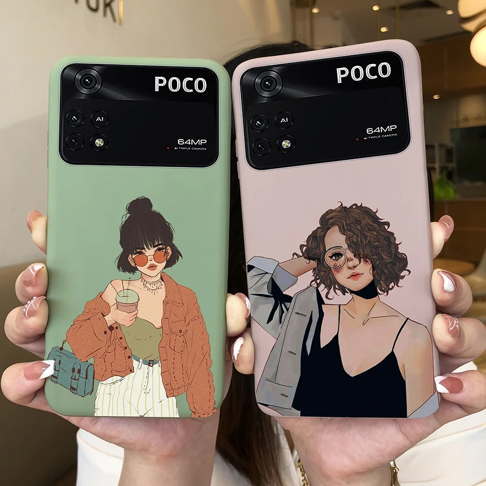 Funda trasera de silicona suave para teléfono móvil, carcasa protectora mate para Poco M4 Pro 4G 5G, corazón bonito, mariposa, flor - imagen 2
