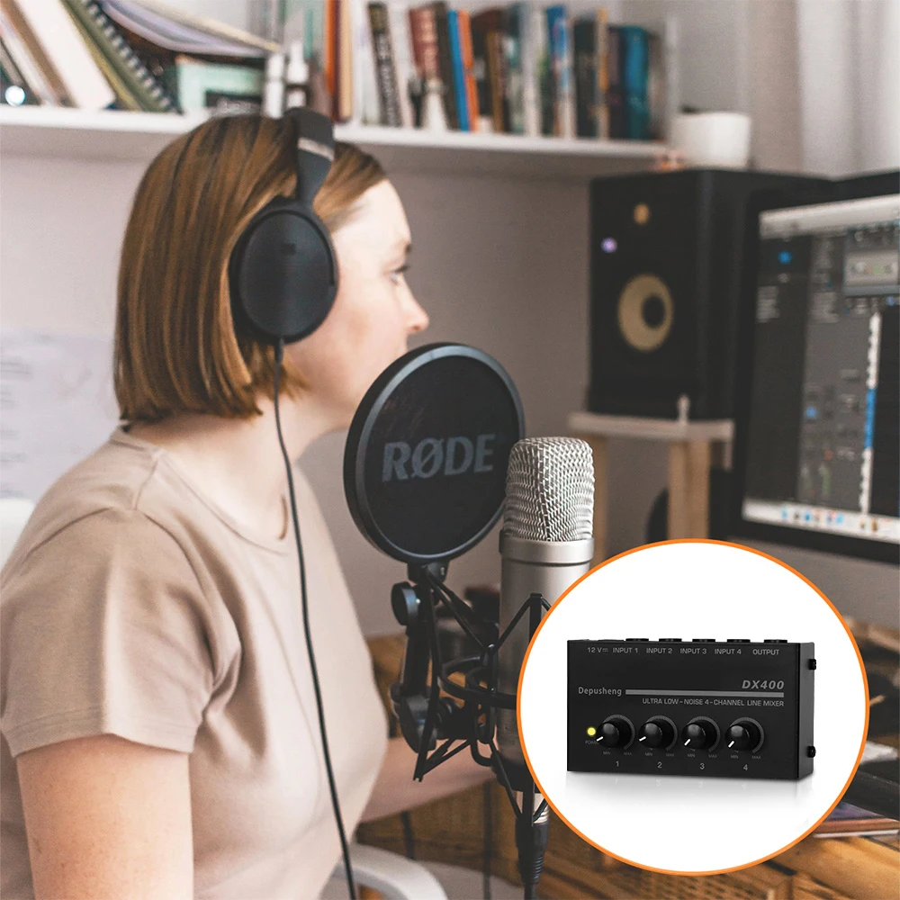 Mezclador de línea de 4 canales de ruido Ultra bajo mejorado Depusheng DX400 Mini mezclador de sonido fuente de alimentación DC5V fácil operación Dropshipping - imagen 4