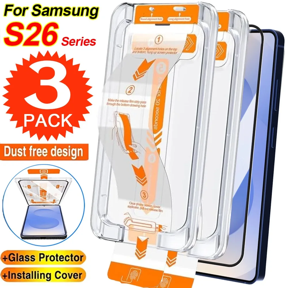Para Samsung Galaxy S26/S26 Plus/S26 Ultra HD 9H vidrio templado con herramienta de fácil instalación Protector de pantalla de cubierta completa antiarañazos
