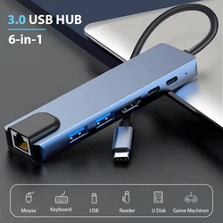Hub USB-C 6 en 1 con RJ45 Gigabit y Carga 65W para Portátiles