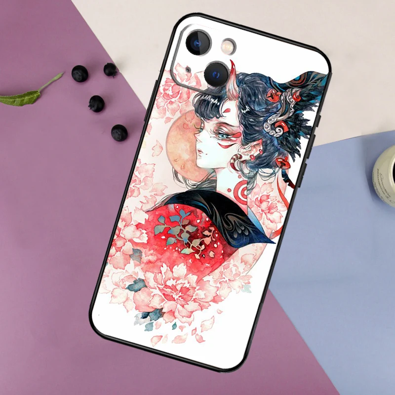 Funda de zorro de Anime de estilo japonés para iPhone 14, 13, 11, 12, 16, 15 Pro Max, 12, 13 Mini, X, XR, XS MAX, 7, 8, 14, 16, 15 Plus, cubierta trasera - imagen 4