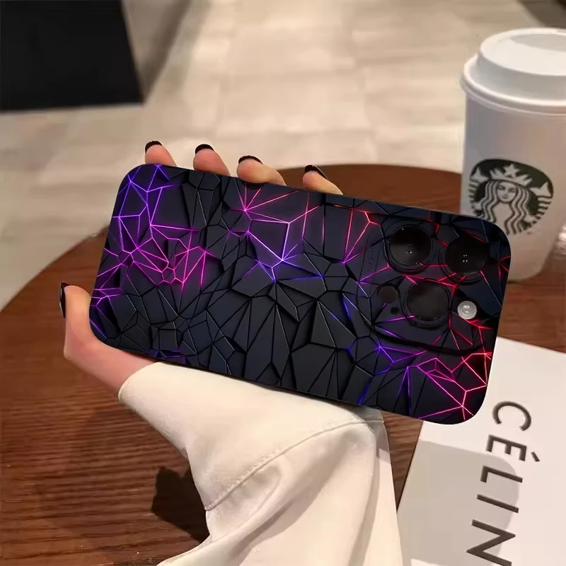 Funda de teléfono con diseño de línea geométrica abstracta para iPhone 17 Pro Max 16 15 Plus 14 13 12 11 17Air 16E 12mini XS XR, funda suave de silicona - imagen 2