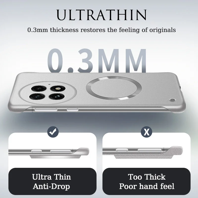 Funda sin marco de pintura metálica ultradelgada para Magsafe Oneplus 13 13R 12 12R cubierta dura de carga inalámbrica magnética - imagen 5