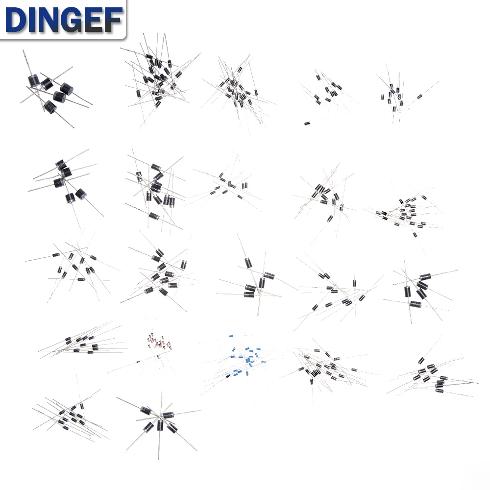 225 Uds 22 valores Kit surtido de diodos Schottky 1N4001 1N5819 1N4007 1N4148 DB3 10A10 6A10 para KIT de rectificación electrónica - imagen 4