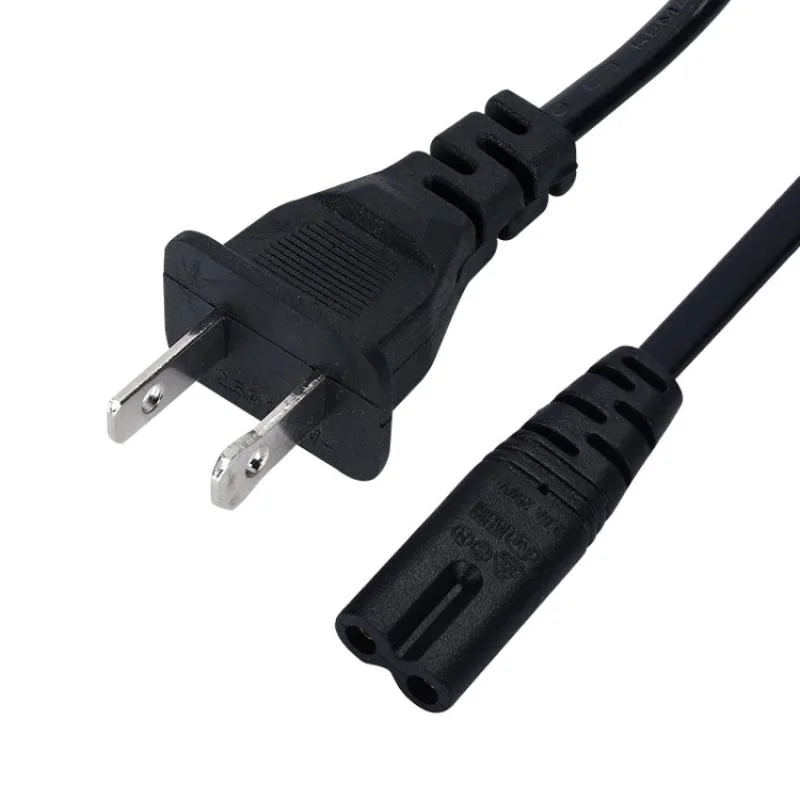 Cable de alimentación con enchufe estadounidense de 2 pines para dispositivos compatibles con figura 8, Cable eléctrico de 2 clavijas para cargador de ordenador portátil, altavoz de Radio y TV - imagen 5
