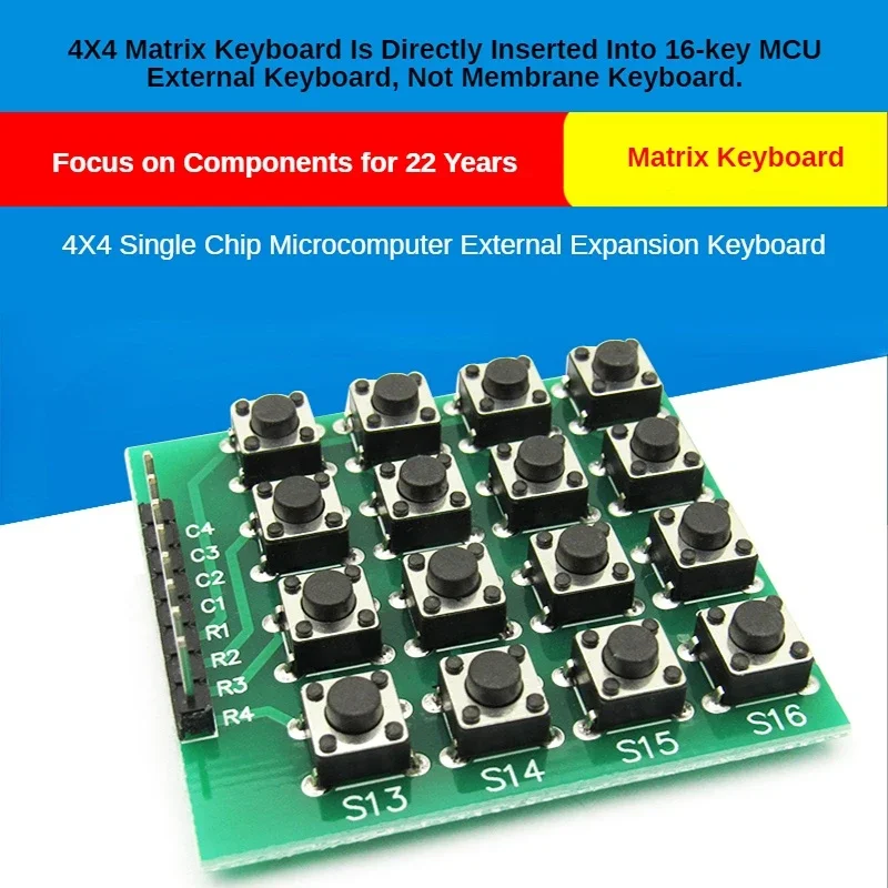 1 Uds 8pin 4*4 4x4 Matrix 16 teclado módulo de placa de pruebas 16 botones Mcu para arduino Diy Starter Kit
