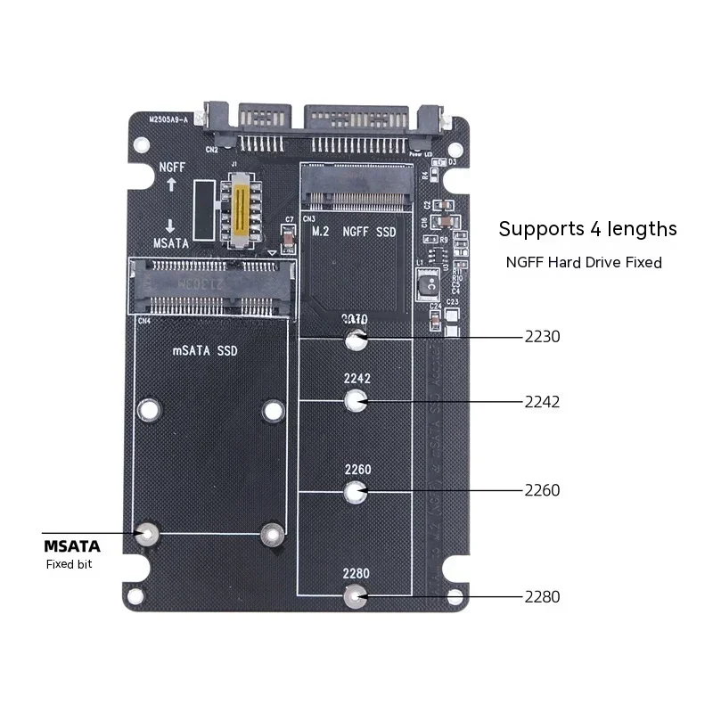 Sata 60gbps M.2 solid-state SSD to sata3 external hard drive box ngff msata to serial port adapter card dual-use two-in-one - imagen 5