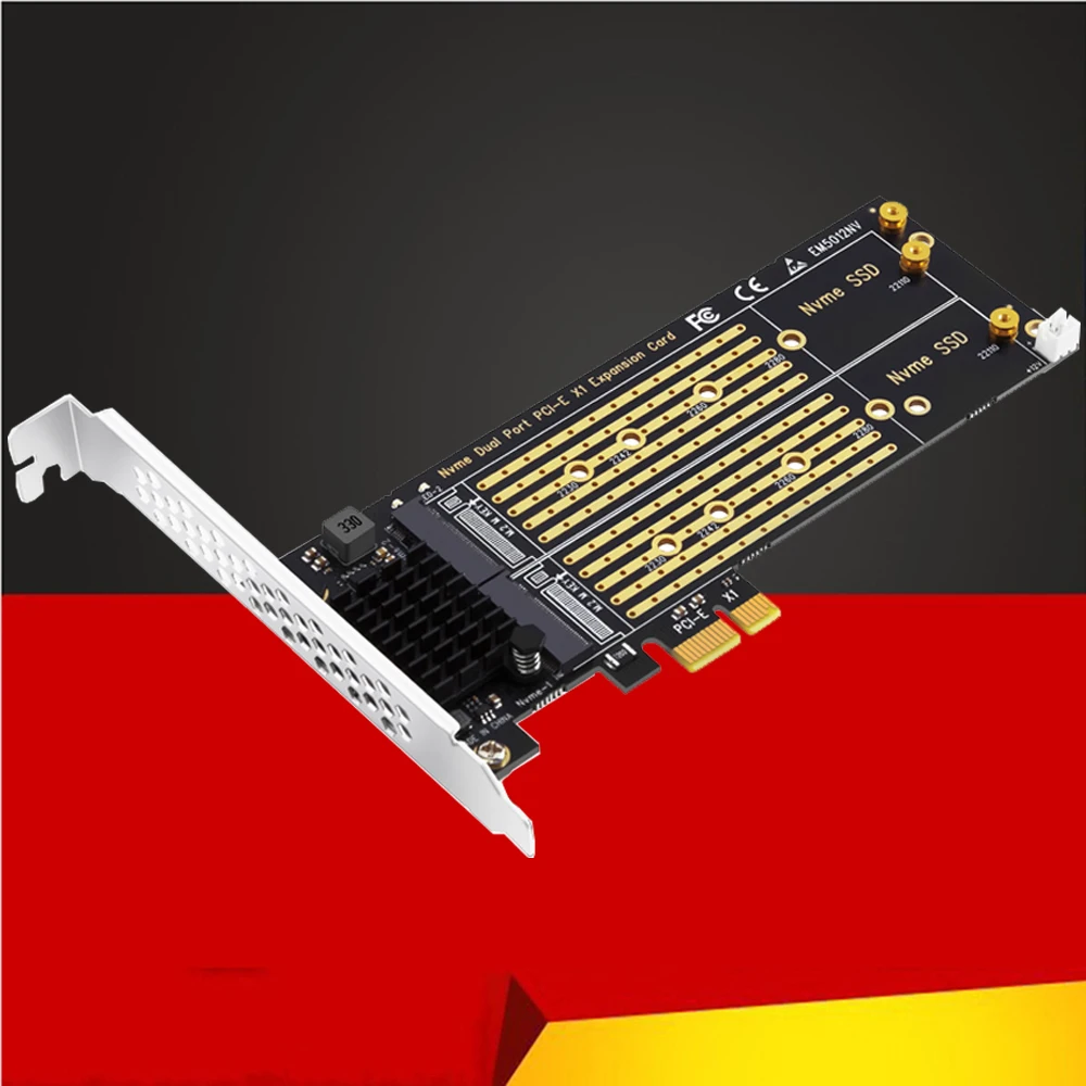 Agregar tarjetas PCIe a M2 NVME tarjeta adaptadora PCIe X1 2 puertos NVME M Key SSD convertidor M.2 PCI Express X1 adaptador tarjeta de expansión Riser