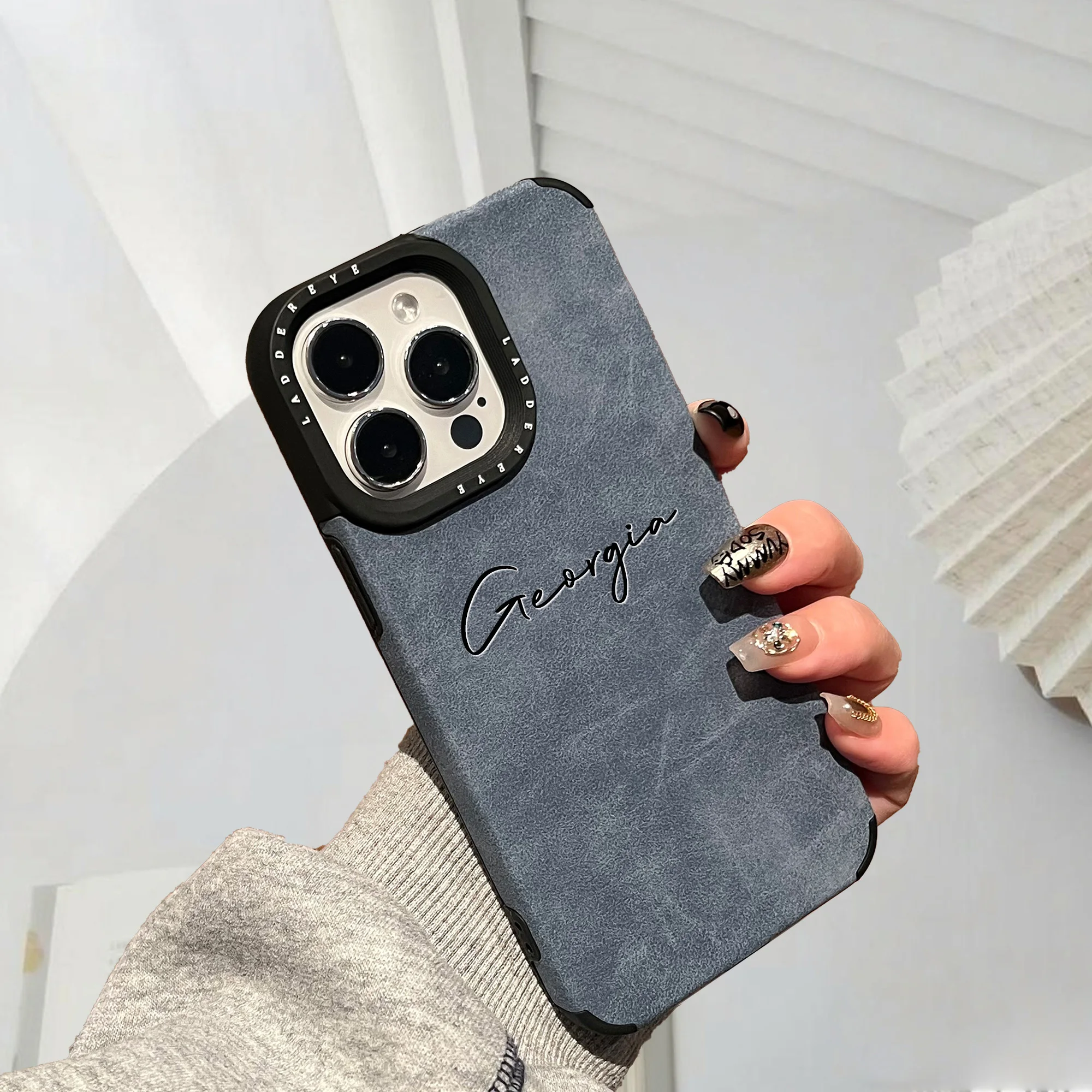 Funda de teléfono personalizada con nombre personalizado, Compatible con iPhone17 16 15 14 13 12 11 Pro max Plus, funda de cuero sintético a prueba de golpes - imagen 5